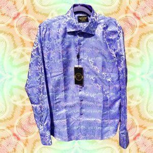 SHINY Purple PAISLEY PRINT - MENS LONG SLEEVE SHIRT